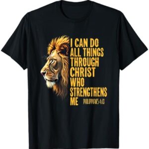 Philippians 4:13 Religious Lion Strengthens Christian 0HALDO T-Shirt : Clothing, Shoes & Jewelry
